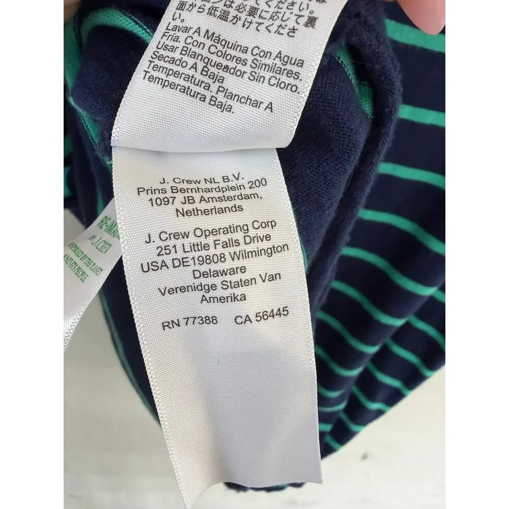 J.Crew Girlfriend Tee Striped T-Shirt Navy & Green Size Large - Picture 4 of 6